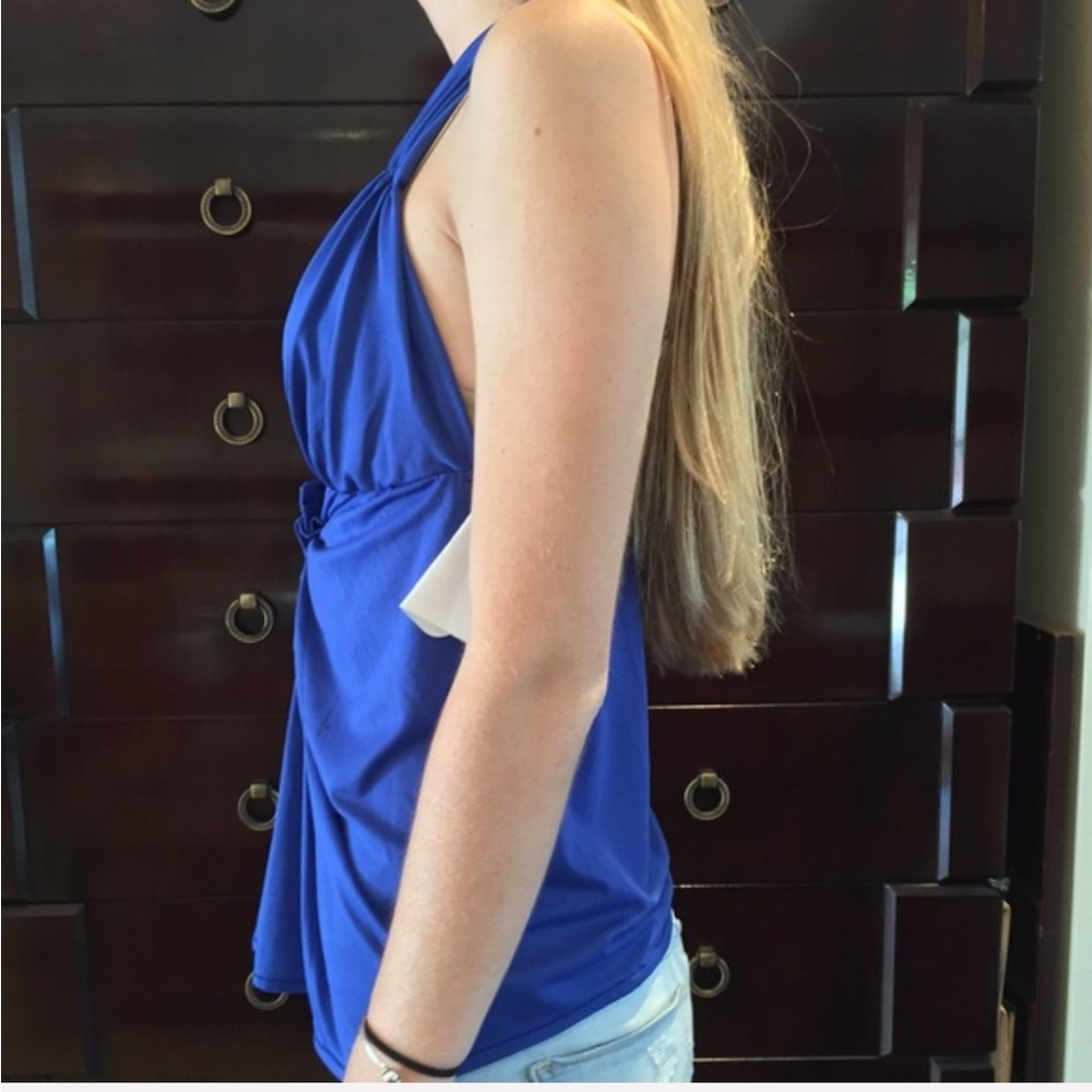 Black Halo Cobalt Blue Draped Halter Top Large NWT - Picture 6 of 9